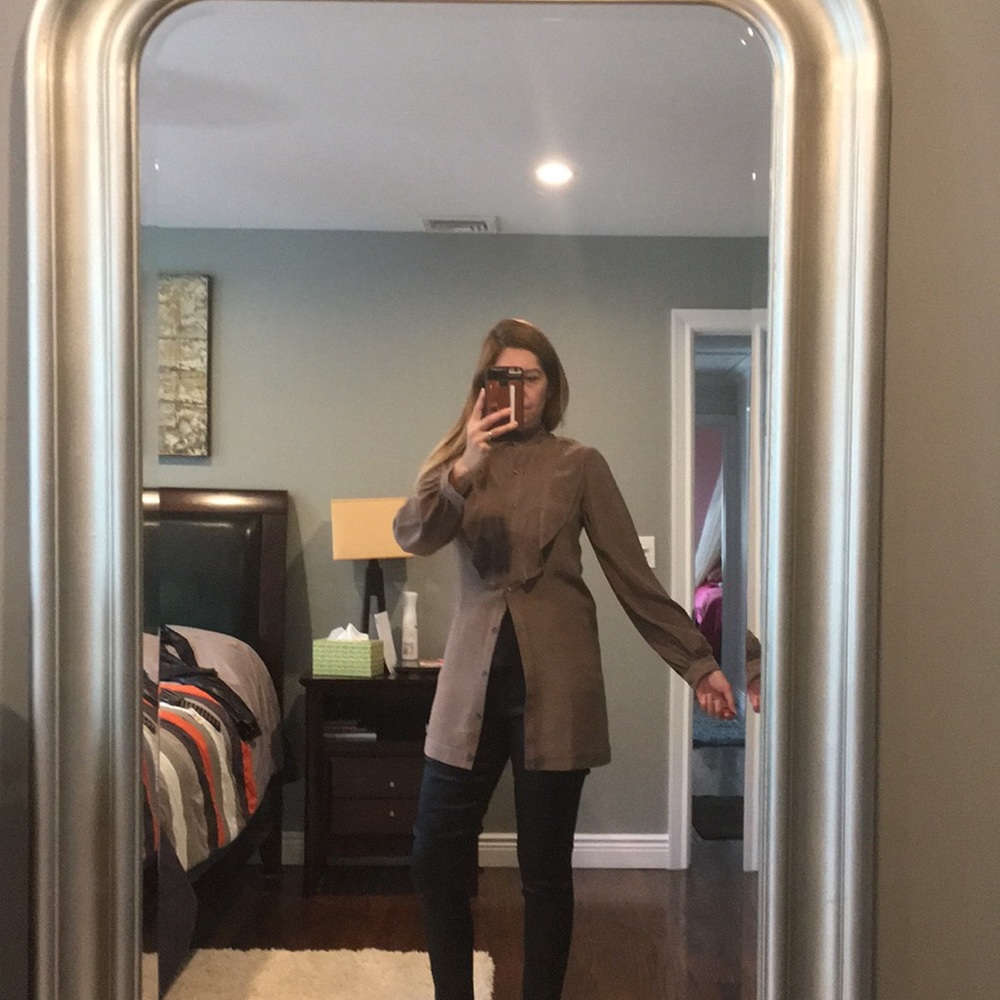 Georgette light brown long sleeve dress